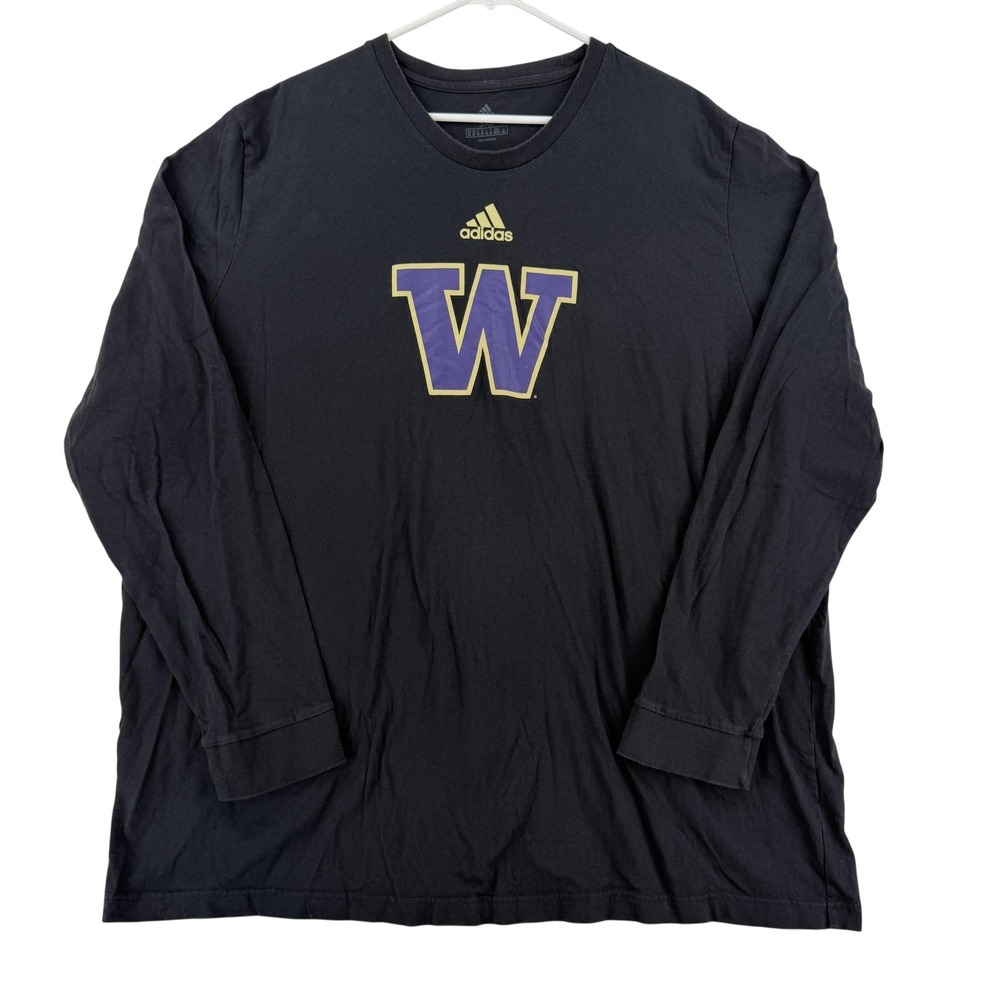 Washington Huskies Shirt Mens‎ 3XL Black NCAA Football Adidas Long Sleeve